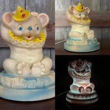 Vintage Alphabet Circus Bear Nursery Lamp Leviton Mid Century ABC