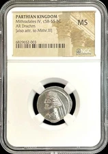 c. 58- 55 BC PARTHIAN KINGDOM MITHRADATES IV AR DRACHM COIN NGC MINT STATE