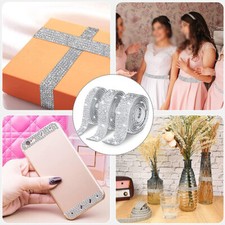 Self Adhesive Crystal Rhinestone Sticker Diamond Ribbon DIY Car Phone Bags Decor