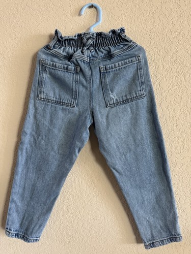 Zara Girl Paperbag Mid-high Rise Mom Jeans 5-6 Years Light wash Denim - Picture 3 of 7