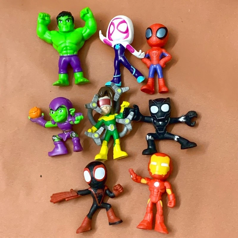 8PCS Marvel Spidey and his Amazing Friends Rhino Hulk Goblin Doc Ock Figures