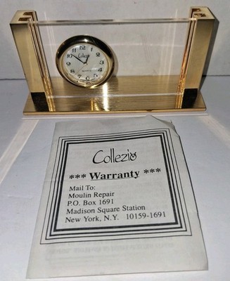 Vintage Collezio Mini Brass Clock Miniature Desk Clock Clear Works New Battery 