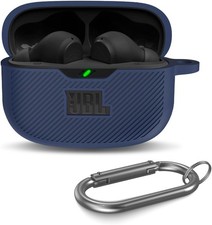 Silicone Case Cover for JBL Vibe Beam 2, Vibe Beam 200TWS with Carabiner - Blu