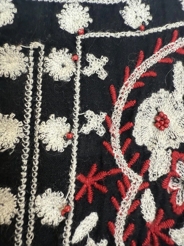 Top Free People Mujer Pequeño Bordado Boho Floral Manga Larga Crochet Foto 4 de 4