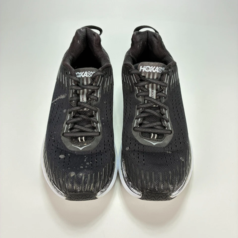 Hoka One One Clifton 5 Negro Blanco Zapatos para Correr Tenis con Cordones Para Hombre Talla 9 Foto 3 de 4