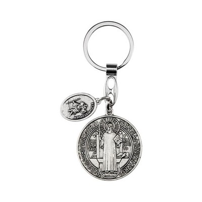 St Benedict Medals With St Christopher Keychain,Saint Benedict With St Christ...
