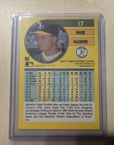 Mark McGwire 1991 fleer Error - Picture 2 of 2
