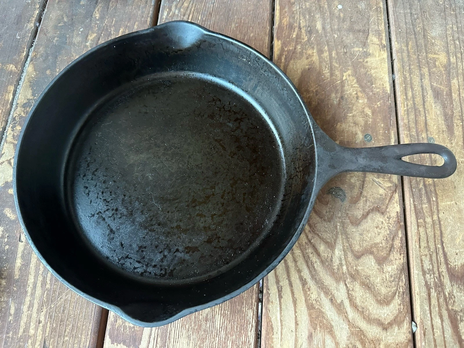 Vtg Wagner Sidney O No 8D, Cast Iron Skillet With Heat Ring double spout