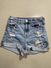 American Eagle Women's Blue Denim Curvy Hi-Rise Shortie Size 4 EUC Shorts