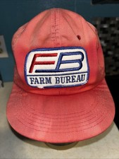 Vintage USA MADE K BRAND FB Farm Bureau Patch Trucker Hat Snapback Dad Cap