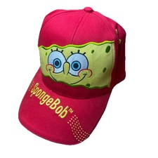Rare Vintage 2004 SpongeBob Hat Red Snapback Nickelodeon Size Small Embroidered