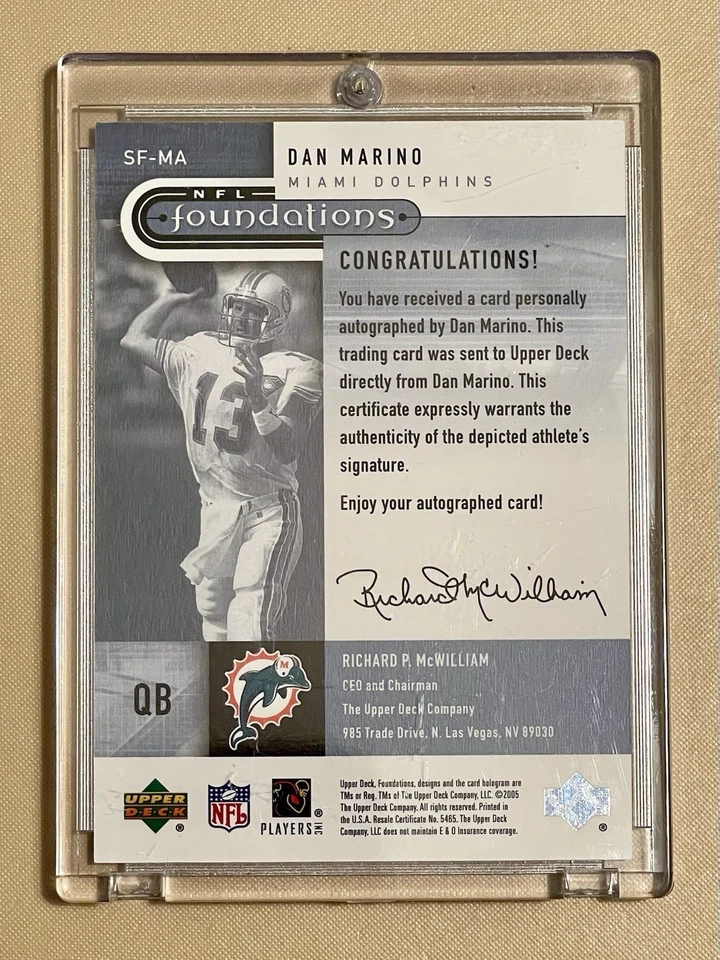 2005 UPPER DECK NFL SIGNATURES FOUNDATIONS DAN MARINO SIGNATURE CARD # SF - MA - Image 4 of 4