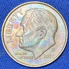 2012-D Roosevelt Dime Beautiful Brilliant Rainbow Toned Coin   #3