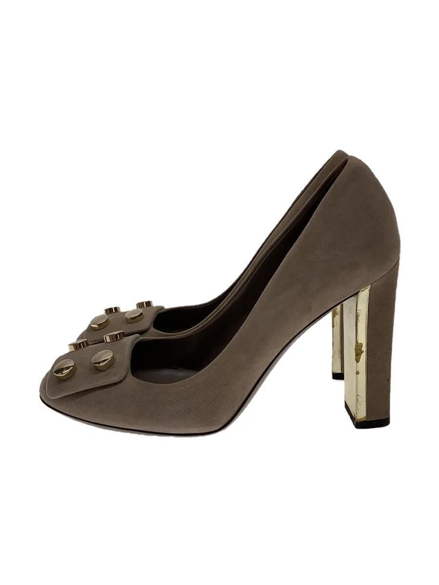 Gucci 37 chaussures gris daim talons escarpins haut,5 cm authentique