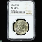 1950-D Franklin Half Dollar NGC MS 64 FBL - Toned Full Bell Lines