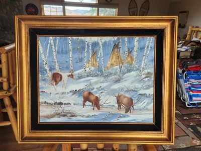 Signed Elk Canvas Print, 31''× 25''