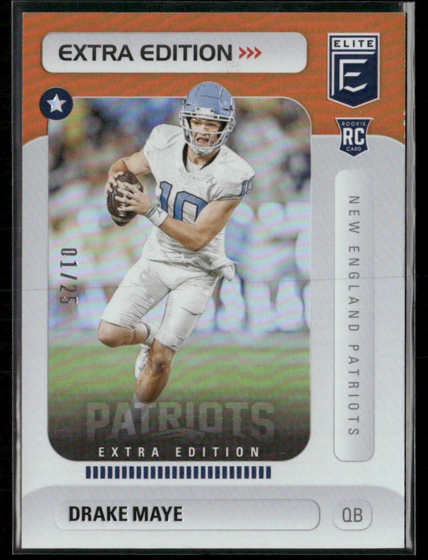 2024 Panini Donruss Elite Drake Maye RC Extra Edition Orange 01/25 Patriots