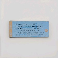 Braunschweiger Verkehrs Ticket Fahrkarte 2019 Ungestempelt Fahrschein Bahn Bus🚍