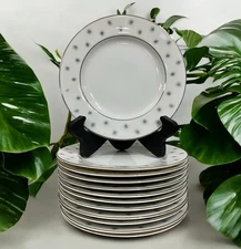 Set of 12 Jyoto Fine China Domino 6.25" Plates Light Blue Atomic Starburst MCM