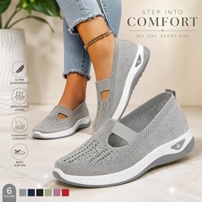 Women Mesh Flats Shoes Breathable Slip On Walking Sneakers Soft Non Slip Casual