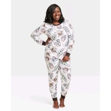 Disney Women's S Pajama Set White Disney 100 Character Sketch Print PJs NEW