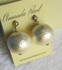Amanda Pearl, NY - 14K G.F. Gobstopper Pearlized & Crystal Drop Pierce Earrings — photo 1