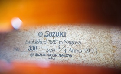SUZUKIバイオリン 3/4サイズ No. 330 3/4 Suzuki Violin No. 330 (Intermediate) Nagoya, Japan