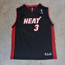 Vintage Reebok Miami Heat NBA Dwayne Wade 3 Jersey Black Youth Boys Size XL