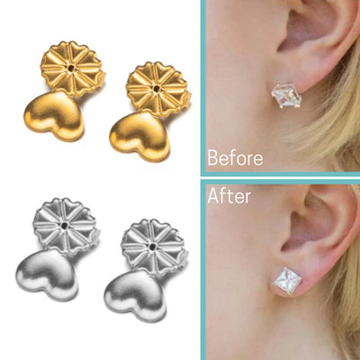 1 Paar Ohrringheber Gold Silber Ohrring Rücken für hängende Ohren hypoallergen