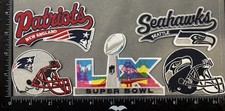 5 Set Seahawks Patriots Champions IRON ON EMBROIDERED PATCHES LX