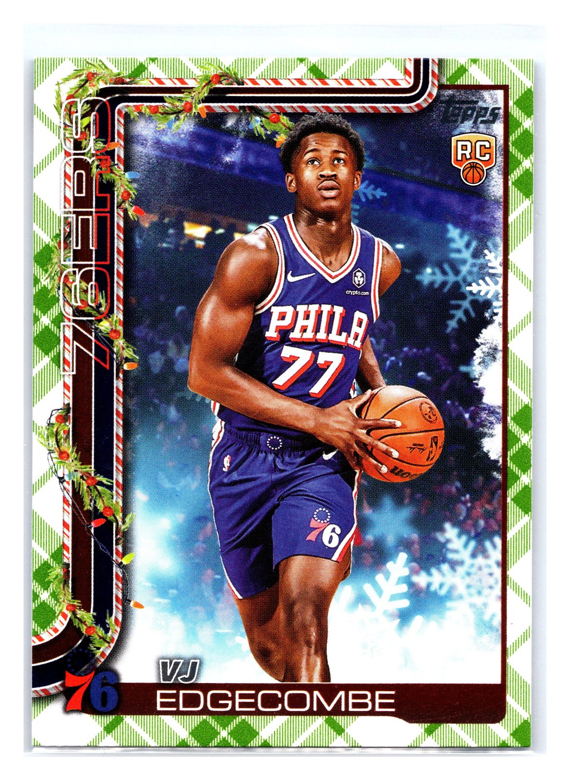 2025-26 Topps Holiday #H163 VJ Edgecombe Plaid Rookie Philadelphia 76ers