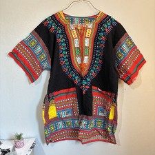 Colorful Black Dashiki Tunic with Vibrant Tribal Print