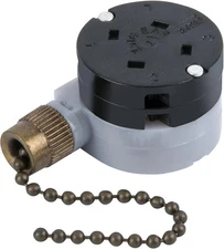 Ceiling Fan Switch Zing Ear ZE-208D 3 Speed Control 5-8 Wire Pull Chain Switch