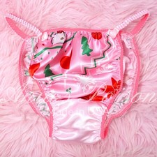 Sissy Satin Panties for MEN - Christmas Pink Cat Holiday shiny String Bikini