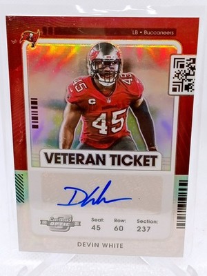 Devin White 2021 Panini Contenders Optic Veteran Ticket Autograph Auto  Bucs /50