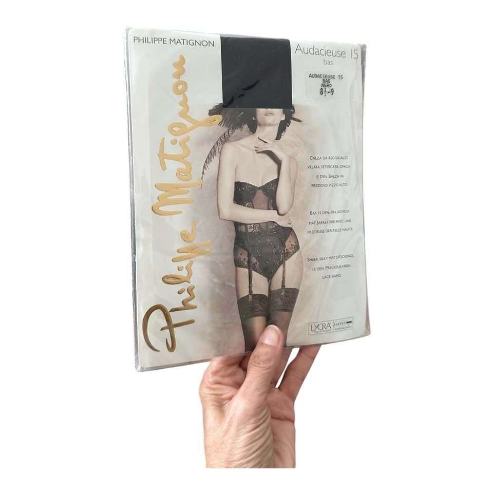 PHILIPPE MATIGNON Silk Mat Stock 15 den Audacieuse Bas Negro Transparente 8 1/2 - 9 De Colección Foto 2 de 4