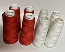 Maxilock Red White Sewing Thread Lot Of 8 Con...