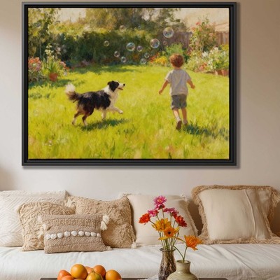 Dog Artwork Border Collie Canvas Print Floral Still Life Home Decor Wall Art