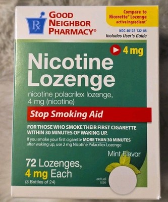 GNP Nicotine Polacrilex Regular Lozenge 4 MG 72 ct Mint Flavor  10/2026