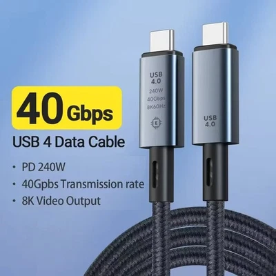 USB-C Kabel 4.0 Handy Schnell Ladekabel 240W Thunderbolt 8K Datenkabel 40Gbps 1m - Bild 1 von 4