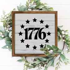 4th Of July 1776 Stars Wooden Plaque Patriotic USA Independence Day Wall Art