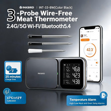 INKBIRD BBQ Meat Thermometer WiFi 5G Bluetooth 3 Probe Temp Alarm Calibration UK