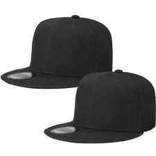 2-pack Plain Blank Snapback Hat Cap Hip Hop Style Flat Bill Adjustable Size