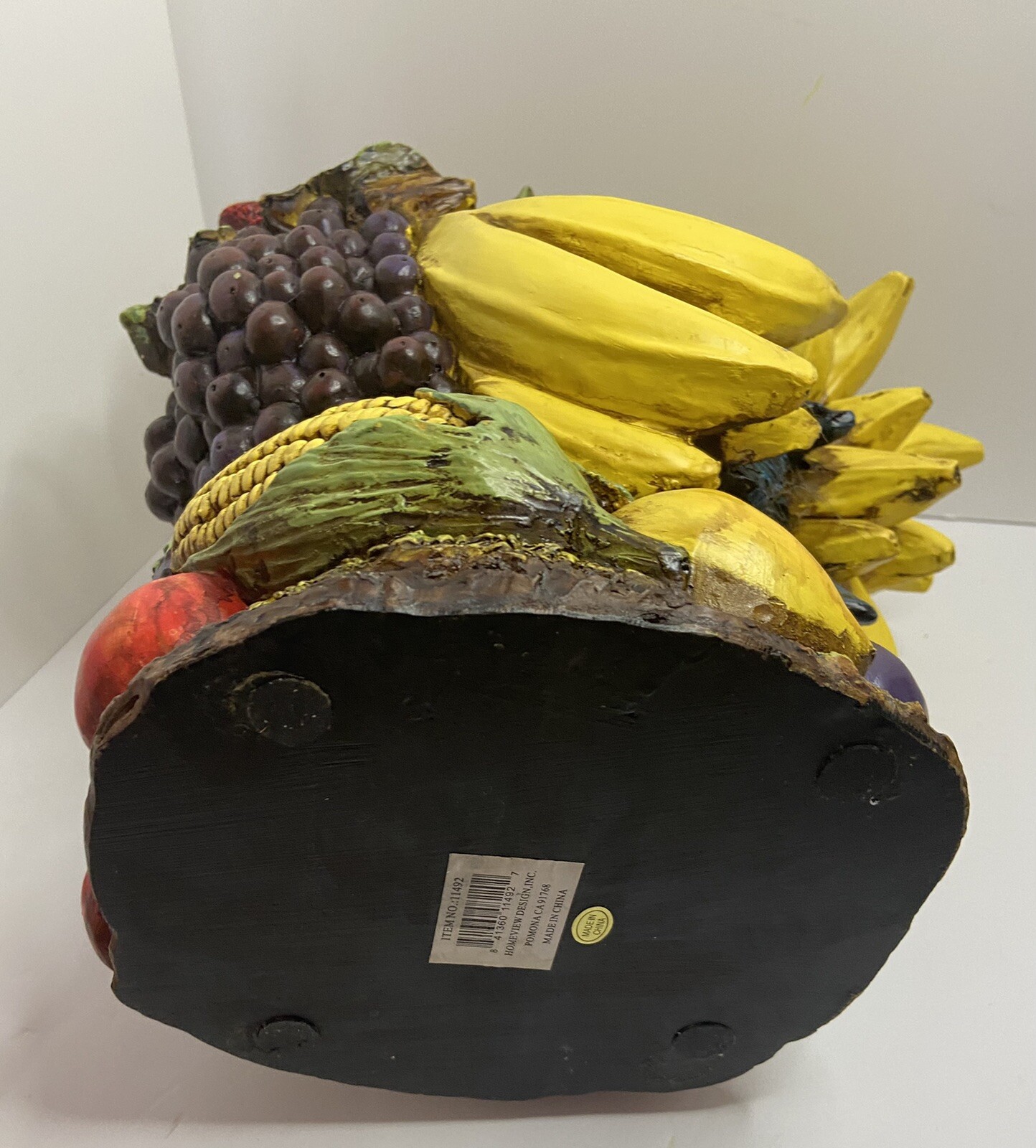 14" FRUITFUL HARVEST ROOSTER, CHICKEN, FIGURINE, FRUITS AND VEGETABLES