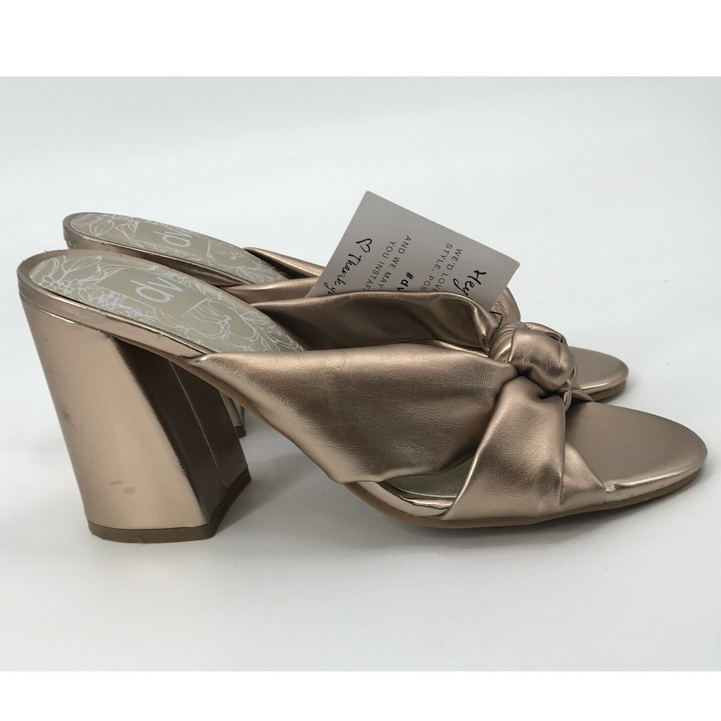 PANTOFOLA D’ORO DV Donna Oro Nodo Metallizzato Mule Tacchi Slide Taglia 7