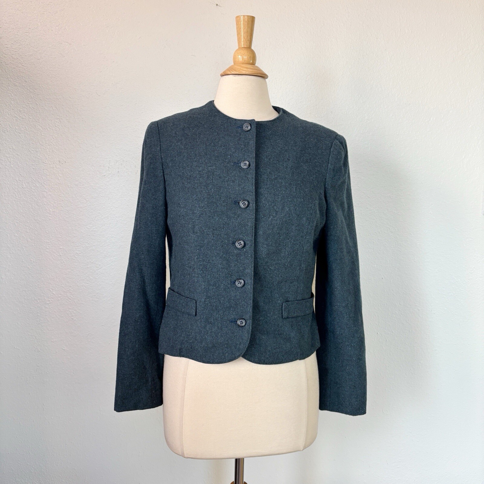 Butte Vintage Solid Blue Button Front Jacket Size… - image 2