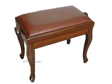 GENUINE LEATHER Walnut Adjustable Piano Bench/Stool/Chair