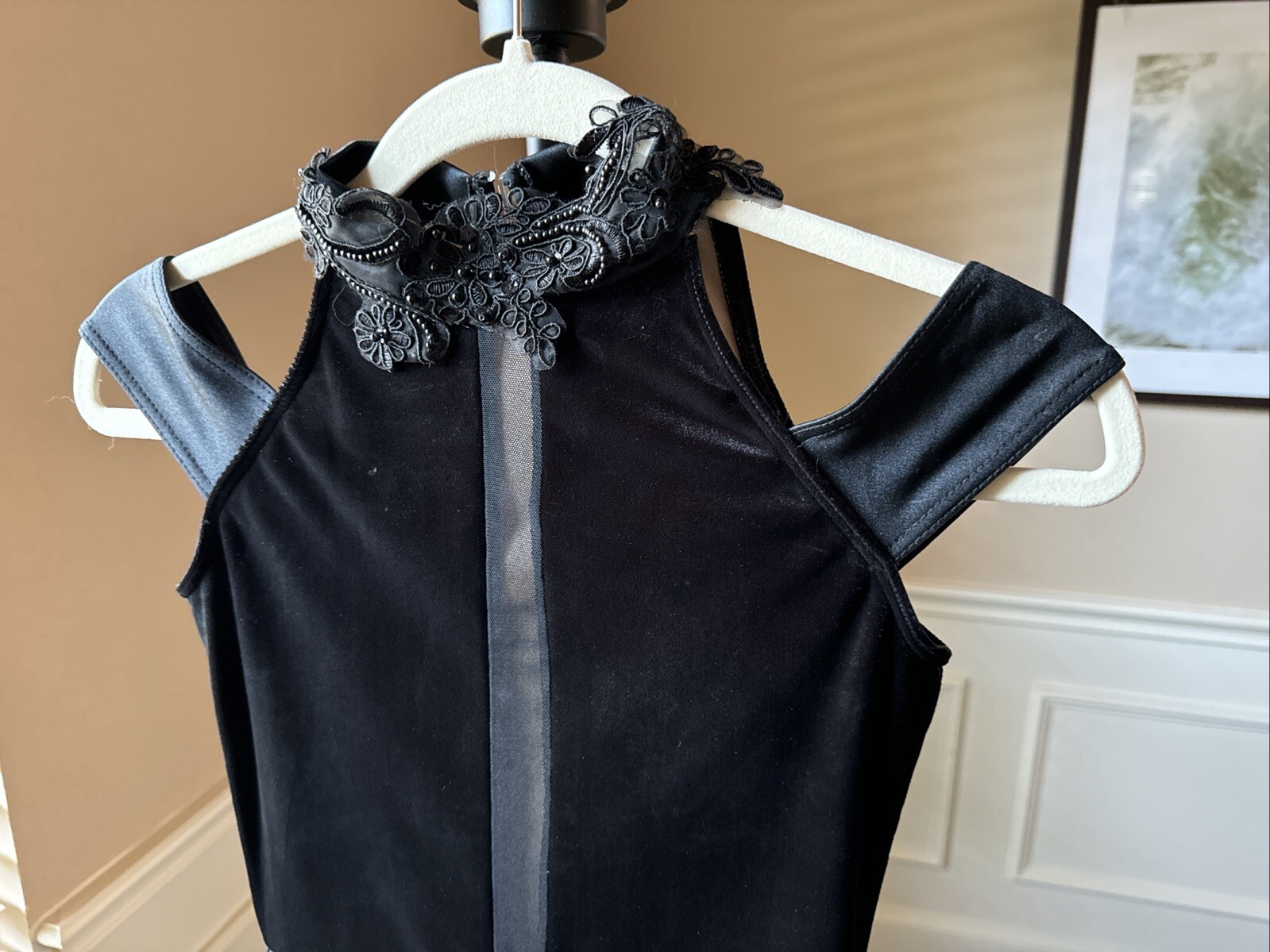 Weissman Black Velour Mesh Costume Performance Da… - image 3