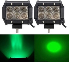 Green 4" LED Spot Lights Pair 18W Driving Fog Pods Off Road IP67 Fishing Hunting