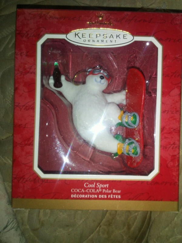 2001 Hallmark Cool Sport Coca Cola Polar Bear Keepsake Ornament Snowboarding MIB